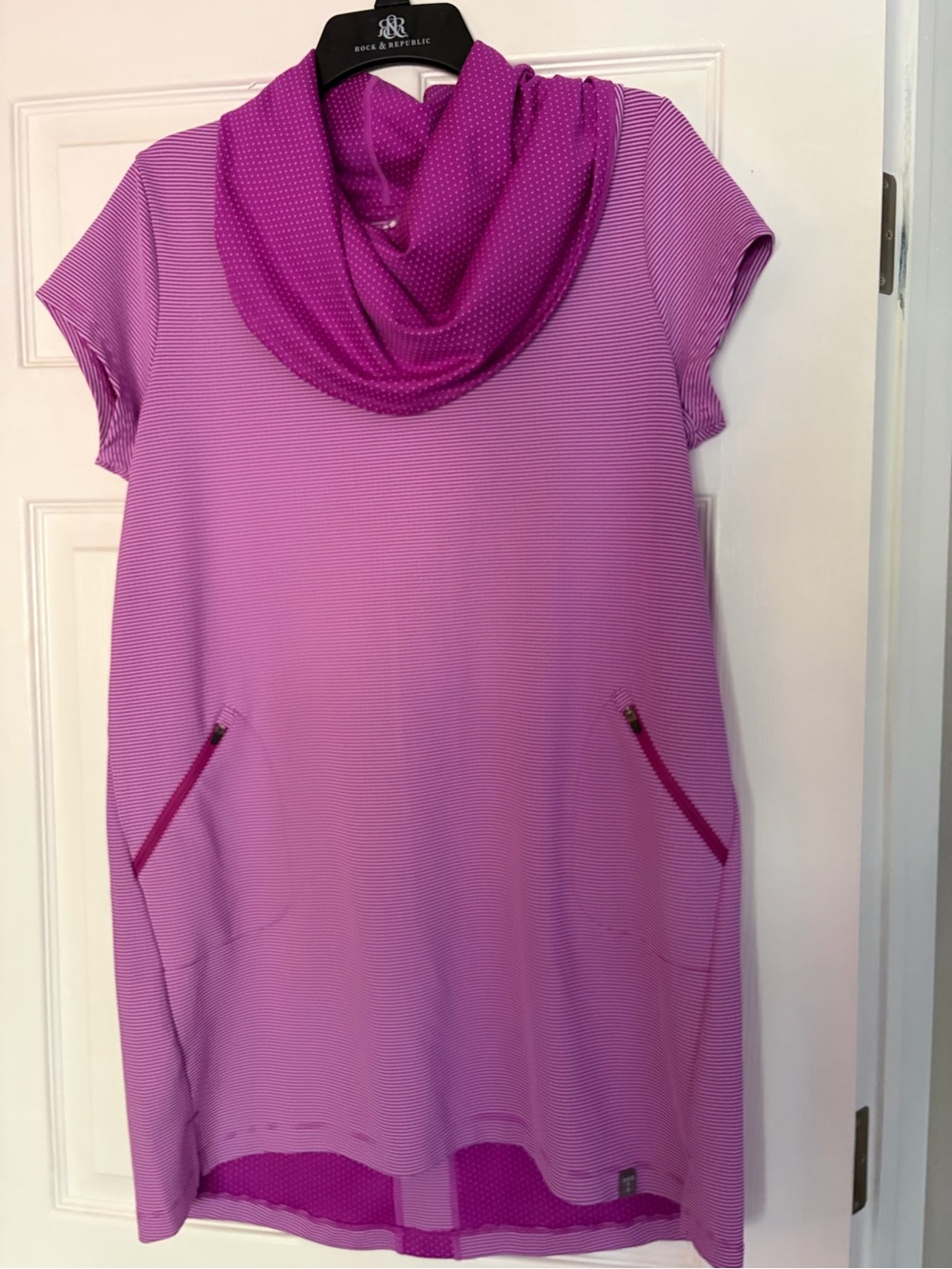 Title Nine Purple Short Sleeve Cowl Neck Dress